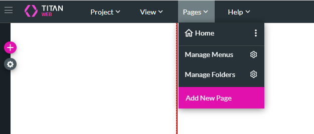 pages drop-down > add new page 