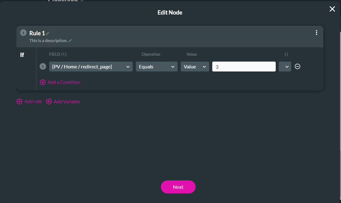 edit node > condition configuration 