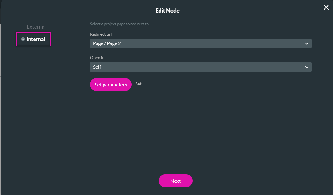 edit node > internal config 