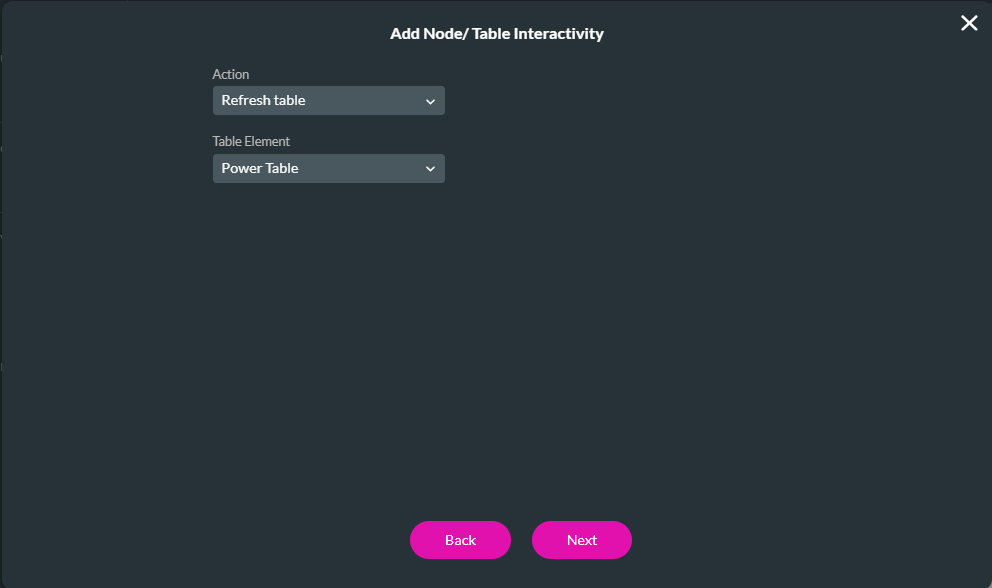 table interactivity config 