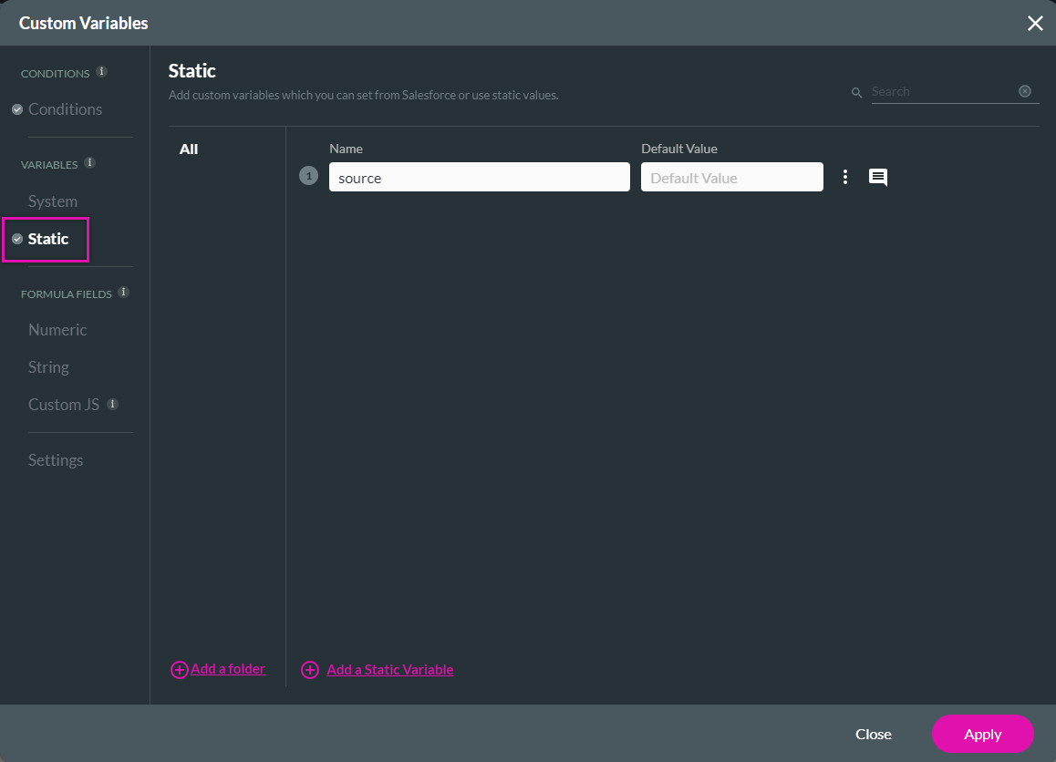 custom variables > static variable 