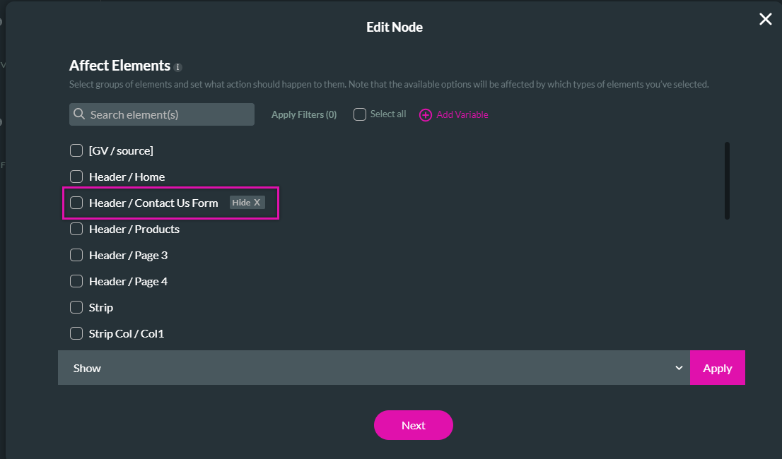 edit node > affected elements configuration 