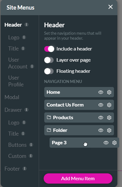 drag and drop pages 