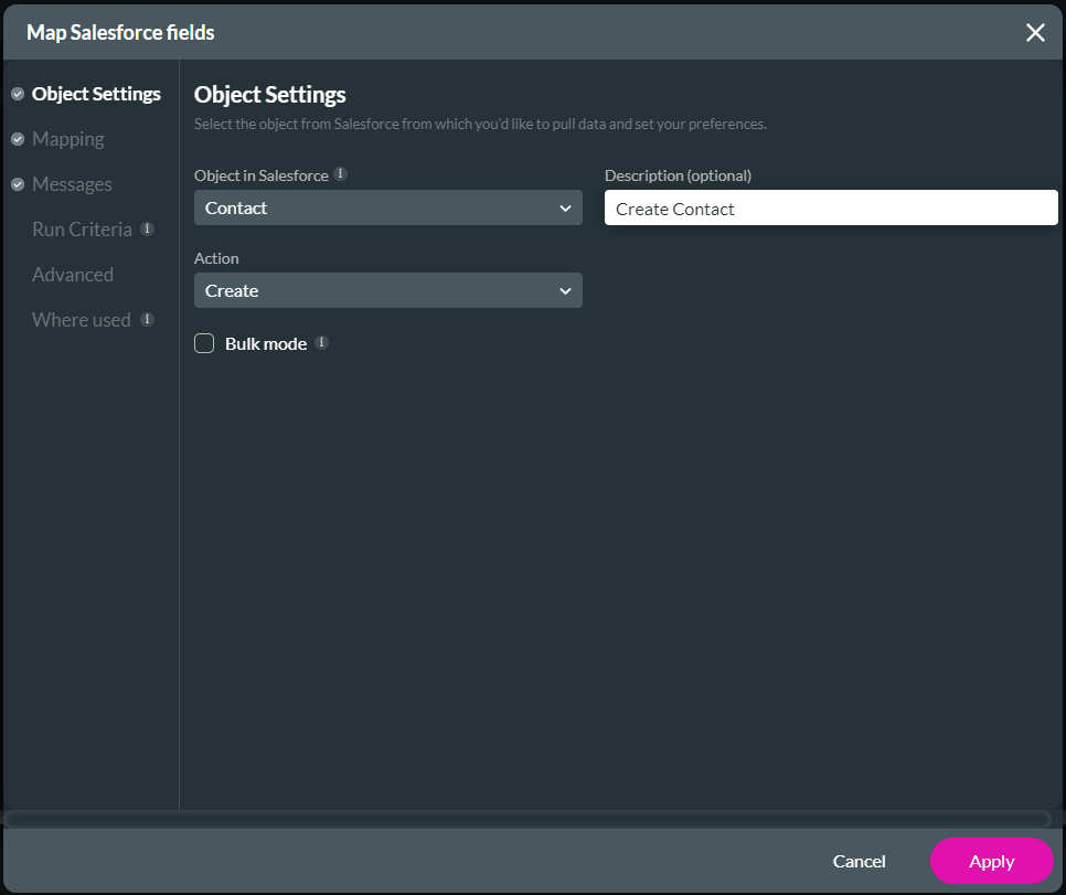 map salesforce fields > object settings 