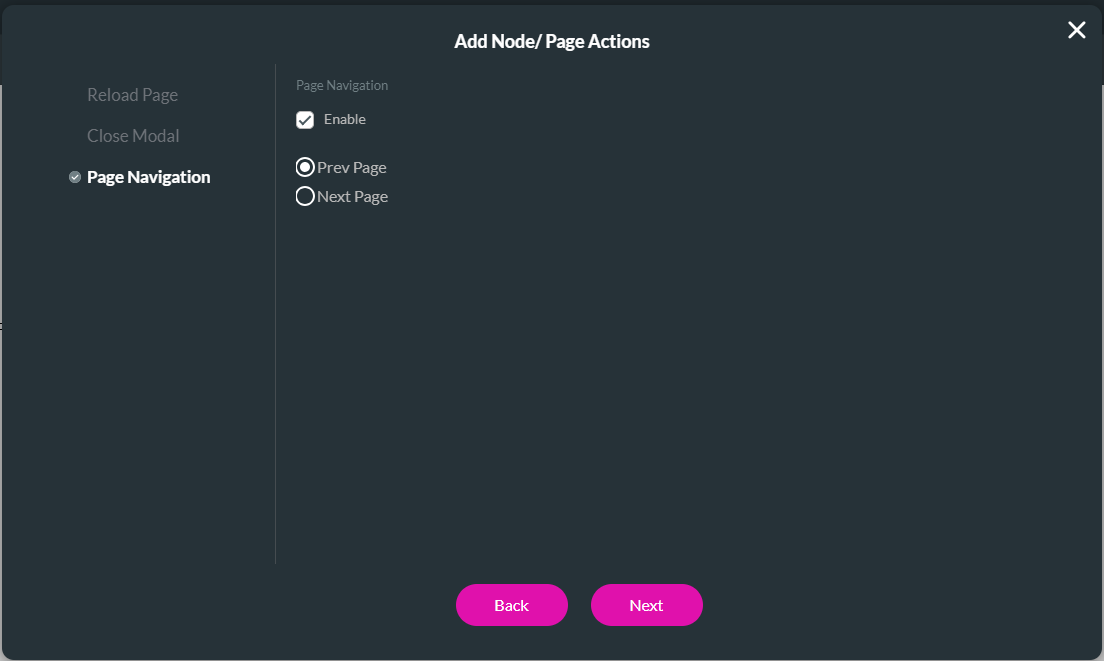 add node > page actions > page navigation 