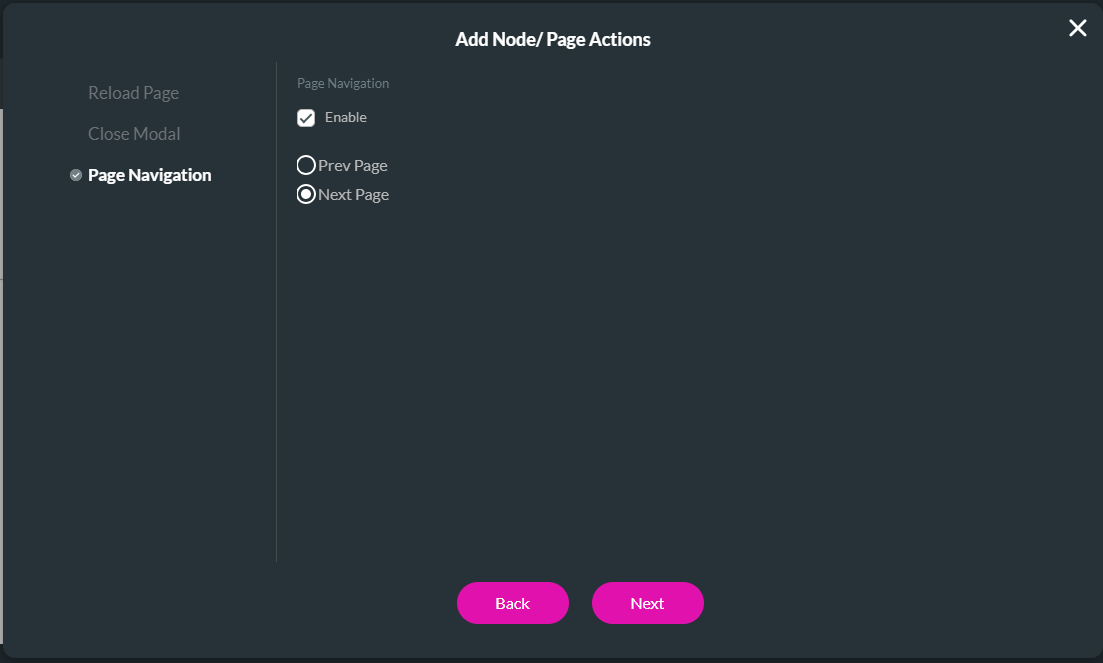 add node > page actions > page navigation 