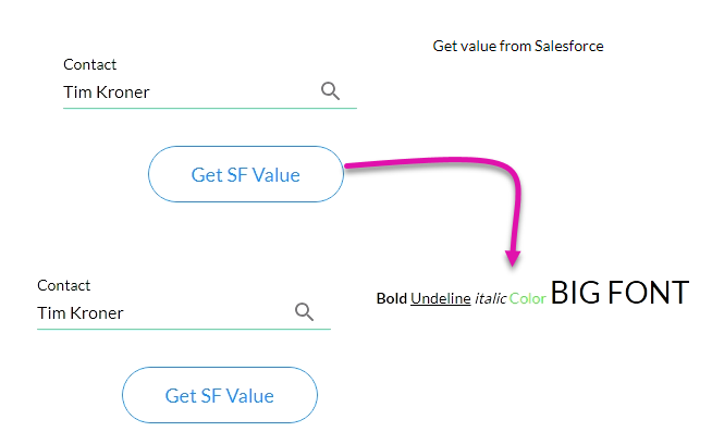 preview screen showing an example of how text-rich area displays in the project 