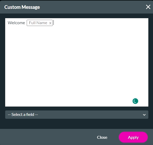 custom message window 