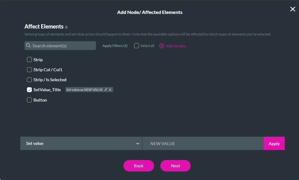 add node > affected elements configuration 