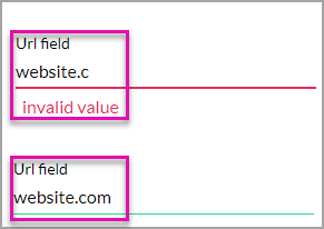 preview mode displaying validation for url fields 