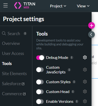 project settings > tools tab > debug mode on 