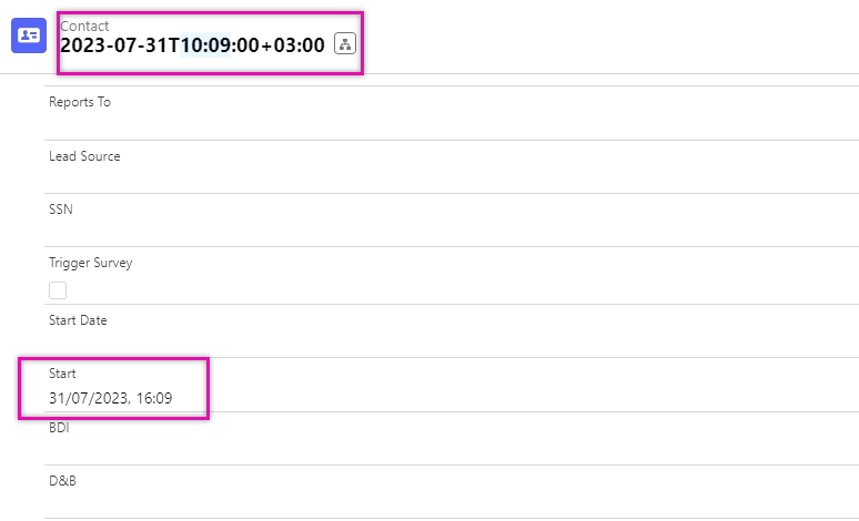 screenshot showing how time captured differs according to the mapping 