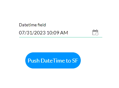 preview mode displaying date time element and configured button 