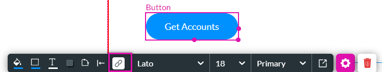 get account button selected with on click action icon highlighted 