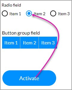 preview mode showing the selection in the radio field 