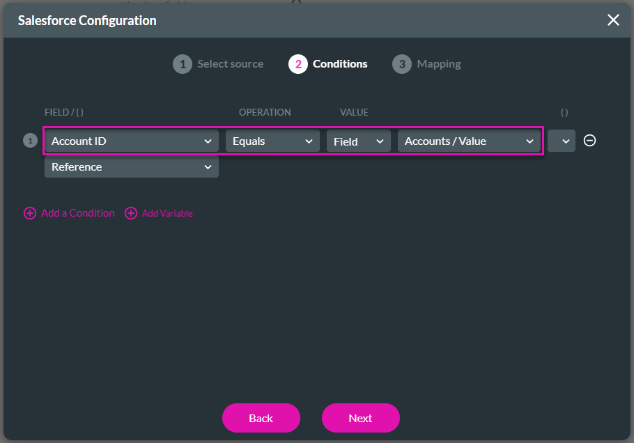 Salesforce configuration > condition 