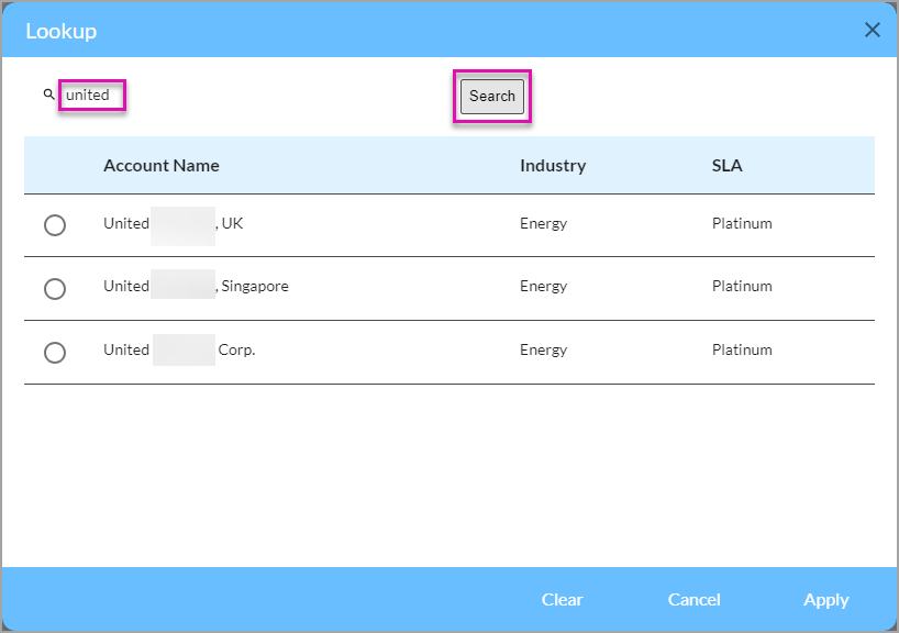 lookup modal 