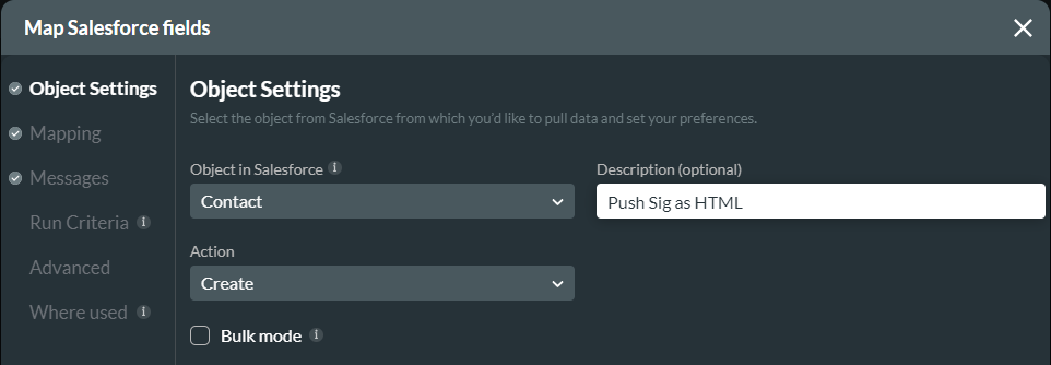 map salesforce fields > object settings tab 