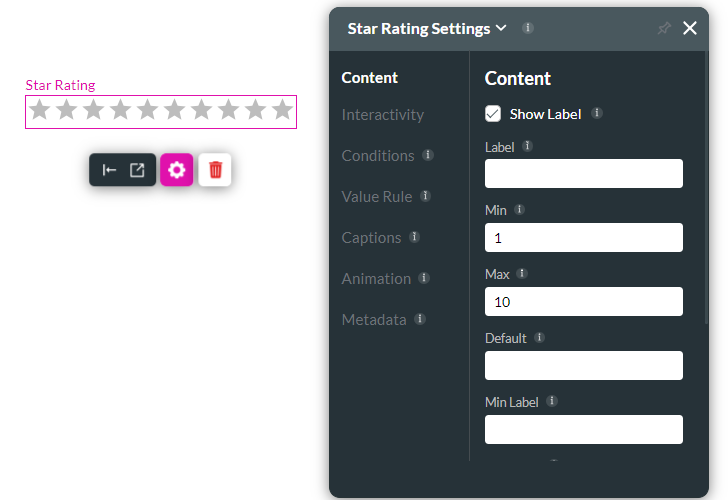 star rating settings 