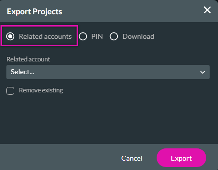 related account export option 