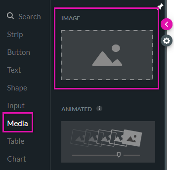 the image element is found under the media tab 