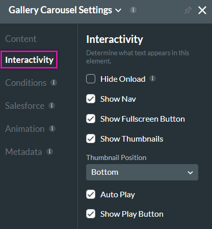 gallery interactivity options 