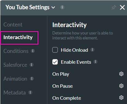 video settings > interactivity tab 