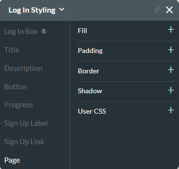 log in styling menu 