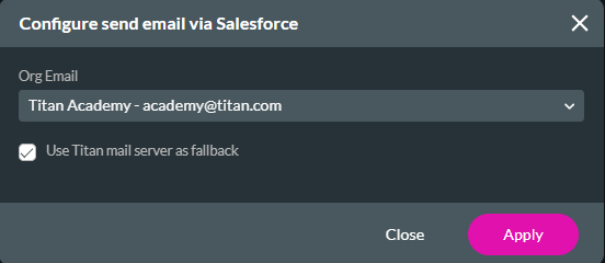 configure send email via salesforce screen 