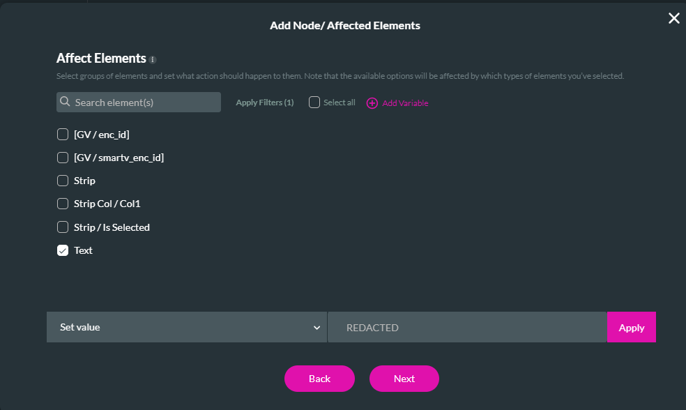 configuring affected element 