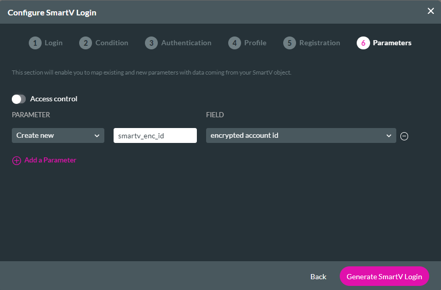 configure smartv login parameters step 