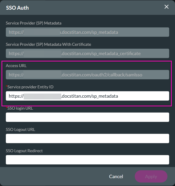 screenshot of the sso auth window 