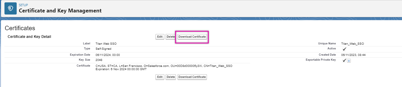 download created certificate 