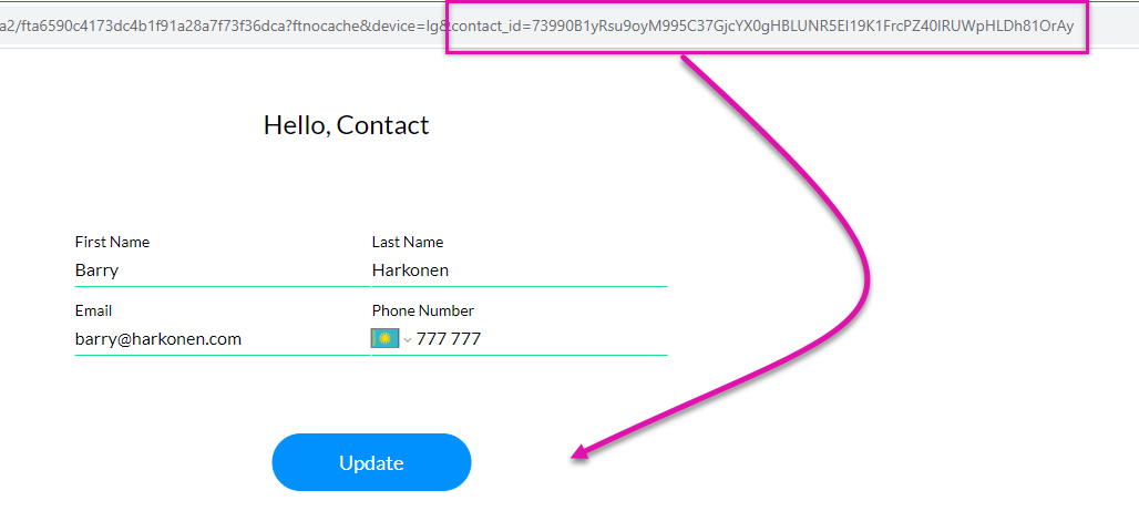 passing the encrypted id through the url 