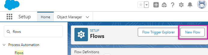 new flow button in Salesforce 