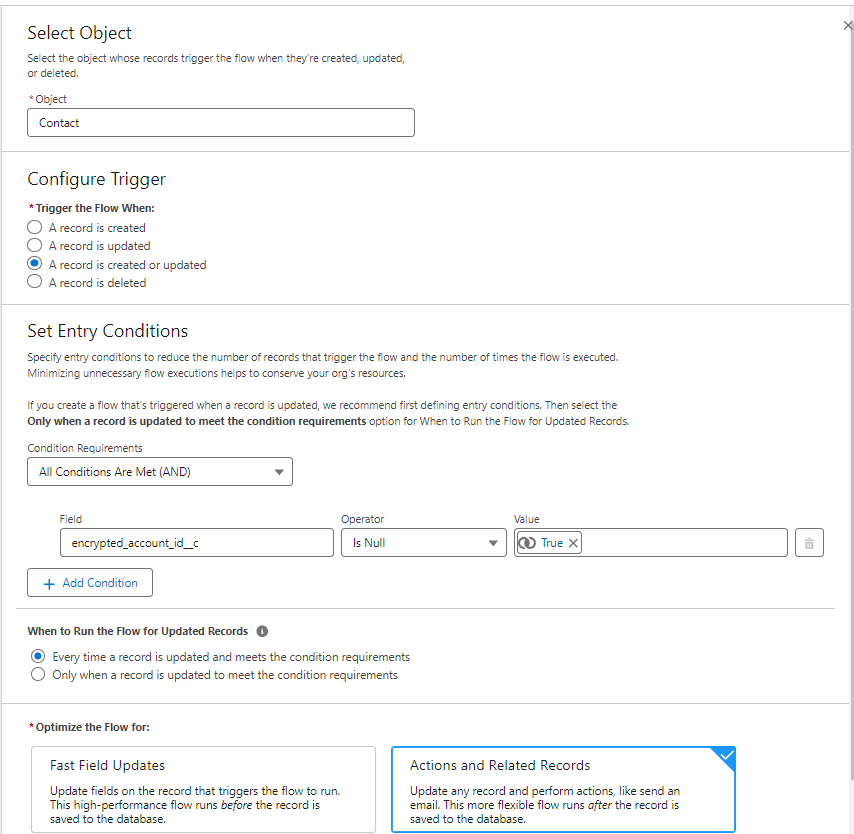 select object configuration 