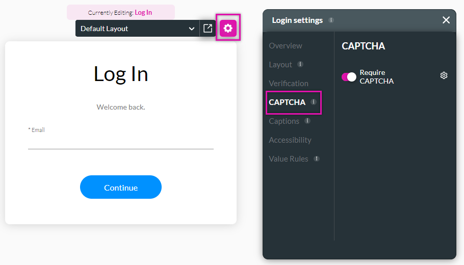 configuring smart V login page 