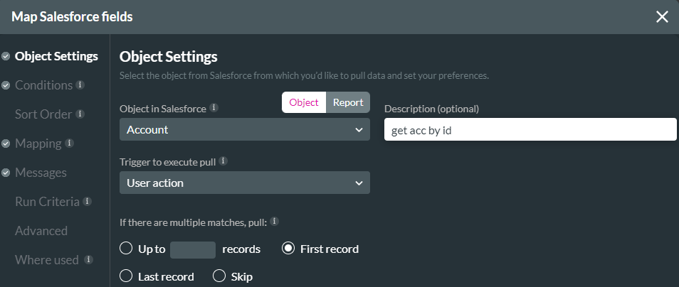 map salesforce object > object settings tab 