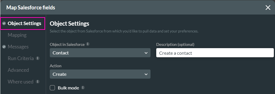 map salesforce fields > object settings tab 