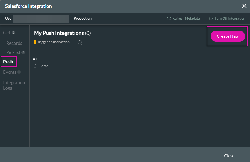 salesforce integration create new push