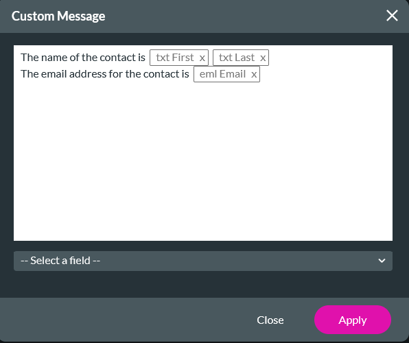 Custom message window 