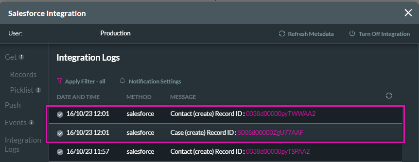 screenshot showing how both pushes ran successfully due to the run criteria being met 