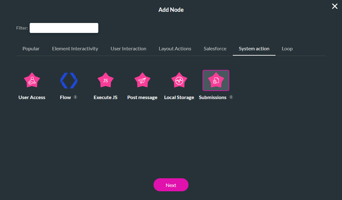 Submissions node 