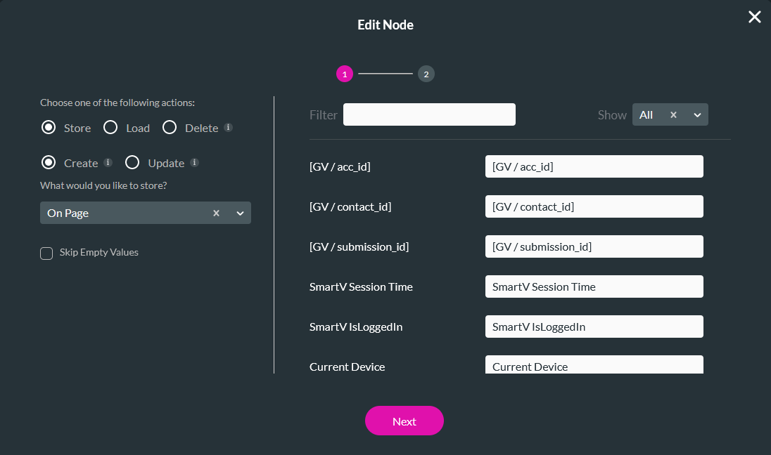 Edit node screen showing submissions configuration 