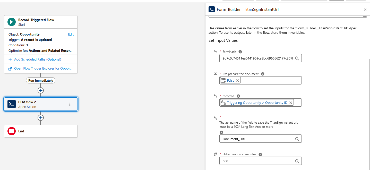 Configured Apex action 