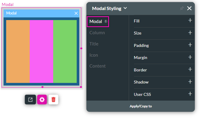 modal styling modal tab 