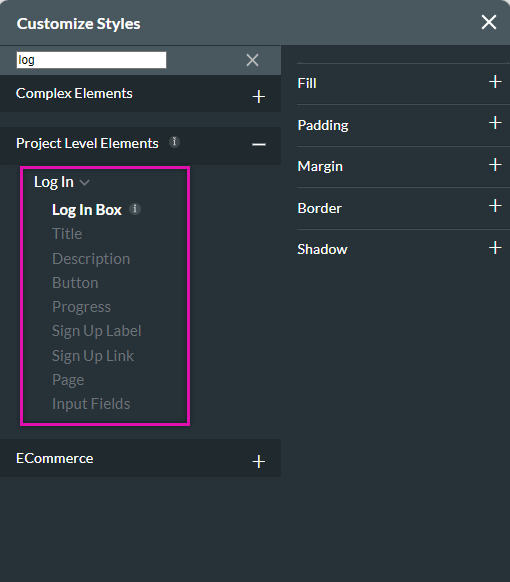 customizing input section of the login using the project settings 