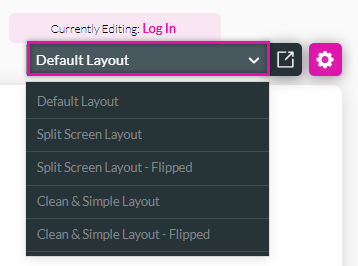 choosing a layout from the dropdown 