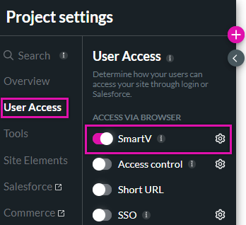 enabling the smart V feature in the user access tab 