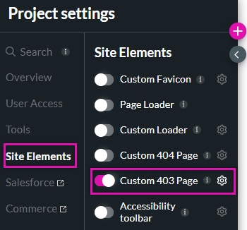 enabling custom 403 page for site element 